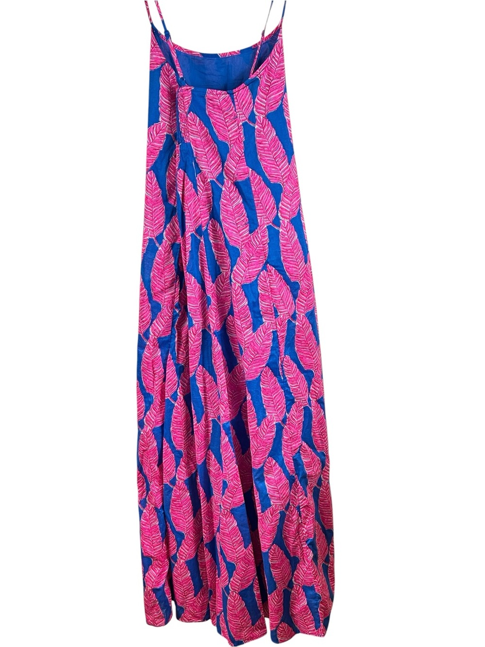Vineyard Vines Palm Print Maxi Dress Sz 4 Blue Pink Strappy Tropical Boho Summer - Picture 4 of 9